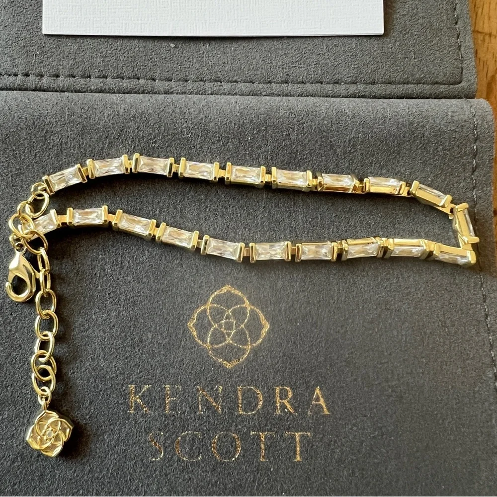 Kendra Scott Juliette 14K Gold Plated CZ Baguette Earrings and Bracelet - Picture 3 of 8